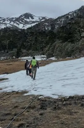 Hikers following the trail towards Black Lake