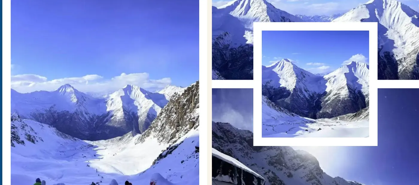 Snow-covered ridges around Mount Siguniang