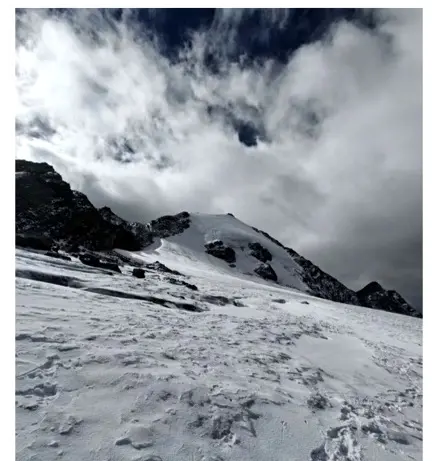 Technical glaciated terrain on Wukuchu Peak