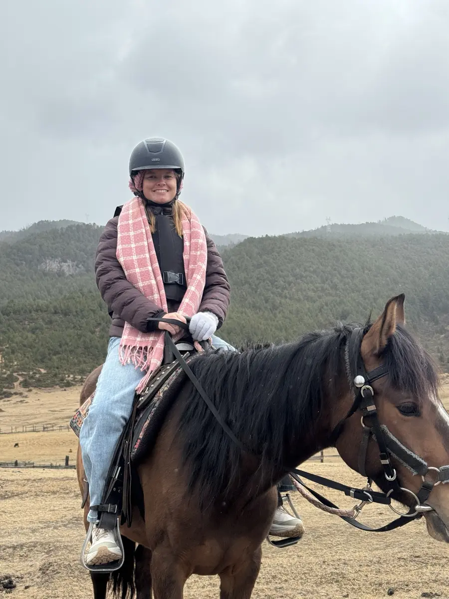 Guests on horseback in Shangri-La